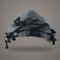 Charcoal grey vintage twist turban with tassels