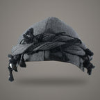 Charcoal grey vintage twist turban with tassels