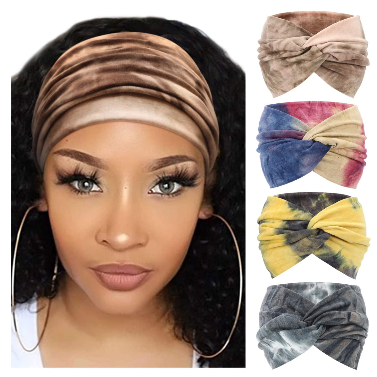 Extra-wide twist headbands 4-pack in solid colors, view 4