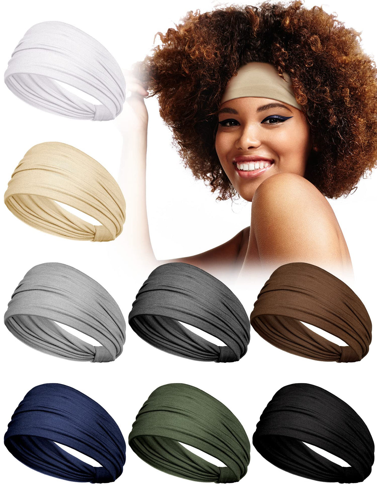 Stretch head wrap headbands 8-pack in solid colors, view 2