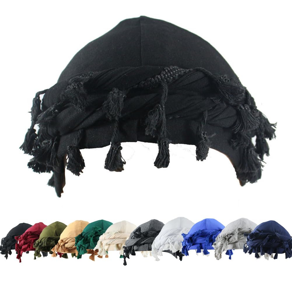 Satin-lined halo turban with tassels, view 3