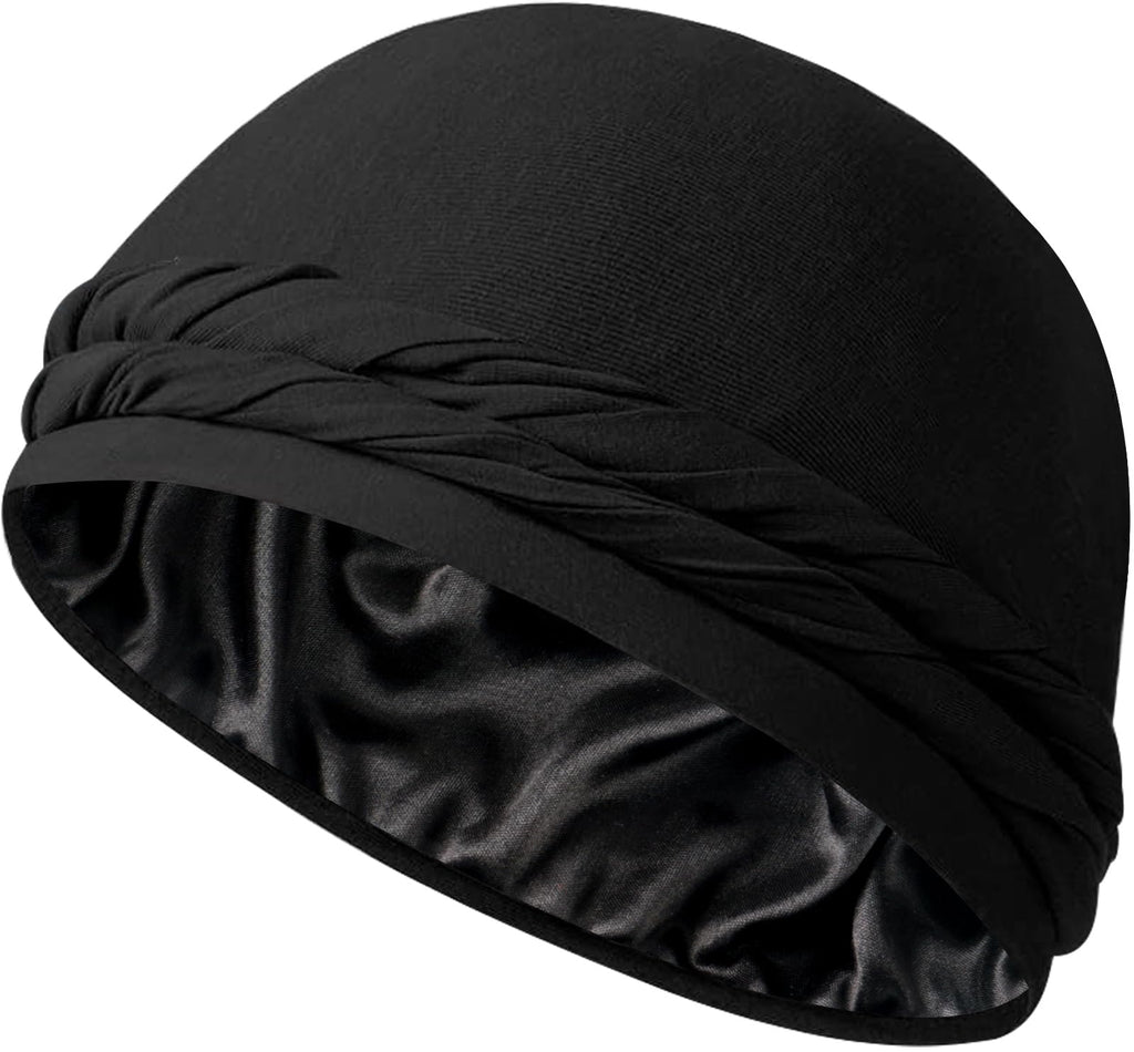 Black satin-lined halo turban