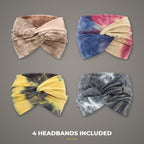 Tie-dye wide twist headbands 4-pack, what's included