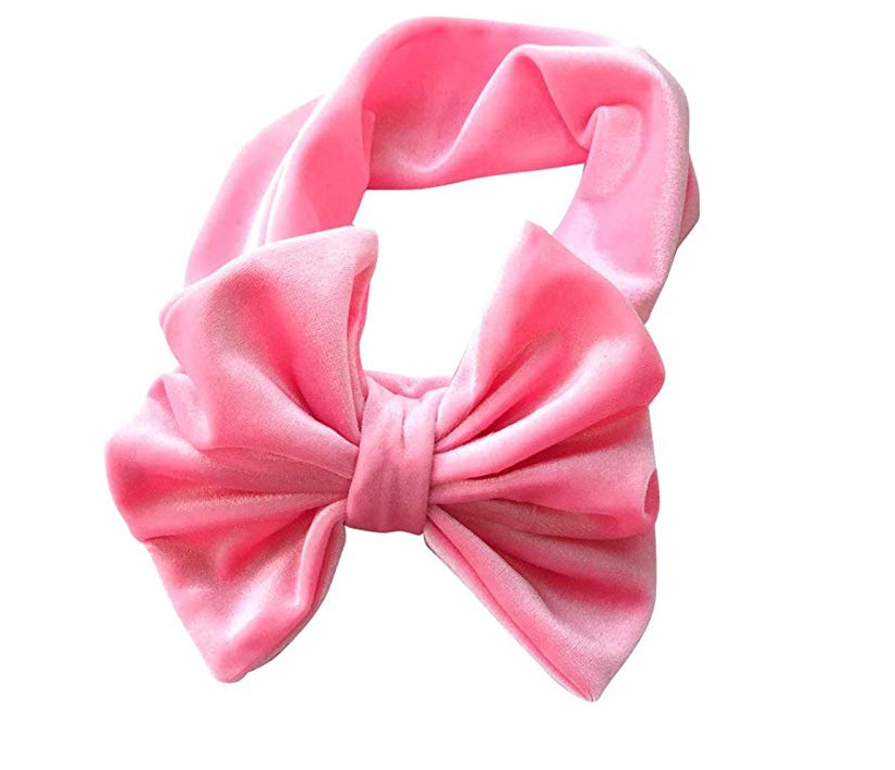 Velvet bow turban headband for baby and toddler girls, view 8