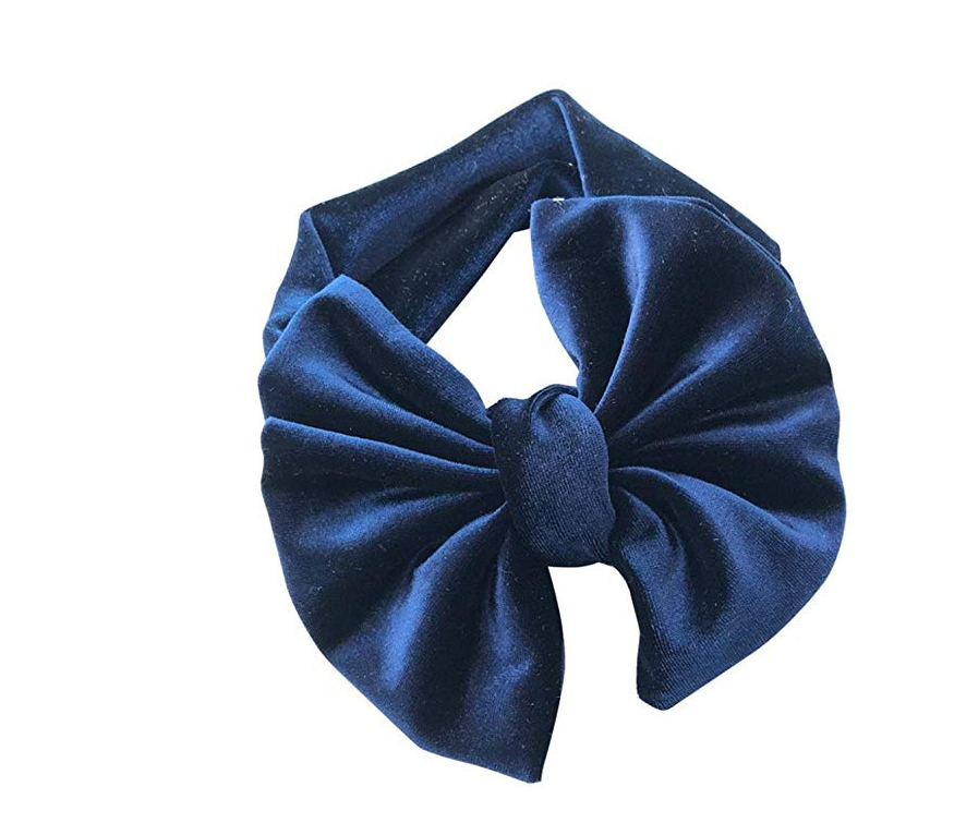 Velvet bow turban headband for baby and toddler girls, view 9