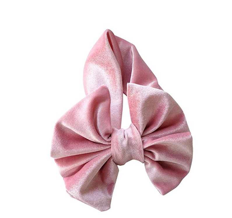 Velvet bow turban headband for baby and toddler girls, view 4