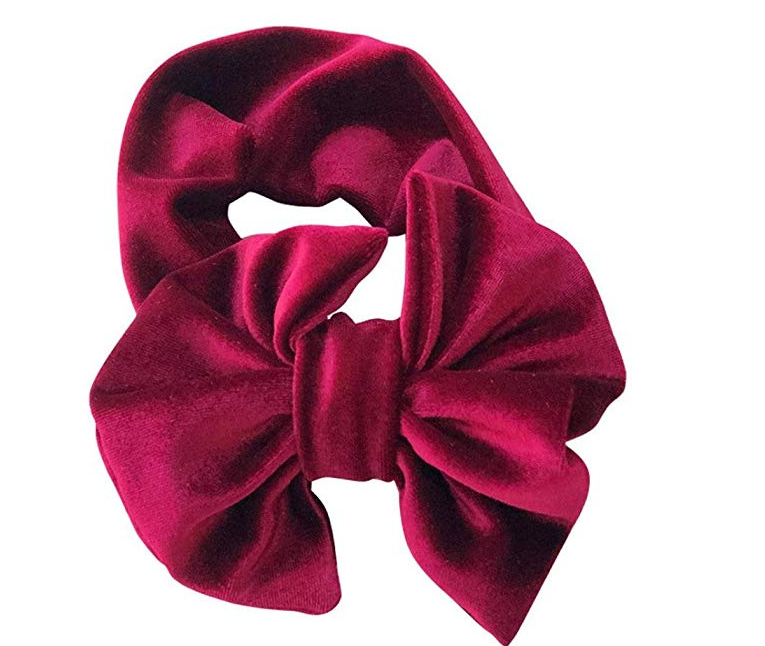 Velvet bow turban headband for baby and toddler girls, view 7