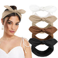Knotted bow headbands 4-pack in brown, black and white, view 3