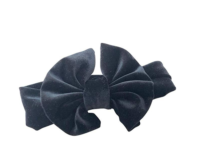 Velvet bow turban headband for baby and toddler girls, view 3