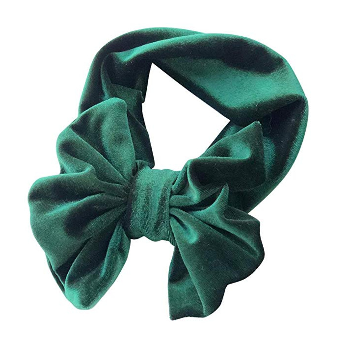 Velvet bow turban headband for baby and toddler girls, view 5