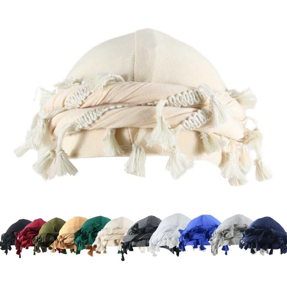 Satin-lined halo turban with tassels