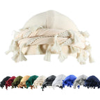 Satin-lined halo turban with tassels
