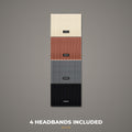 Ribbed knit ear warmer headbands 4-pack in cream, rust, grey and black, what's included